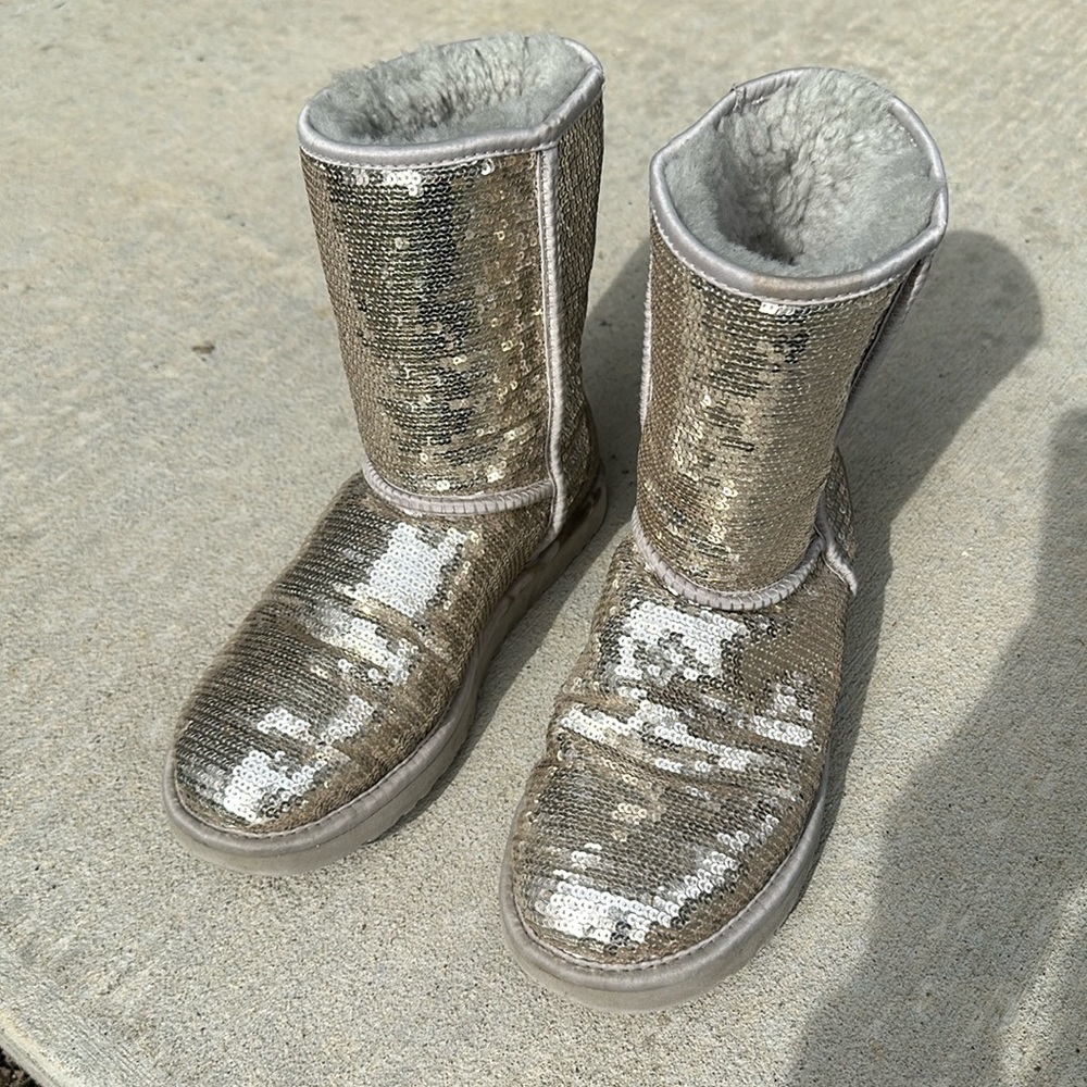 Ugg Silver Sequin Short Boots